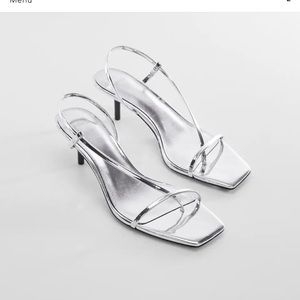 Mango Metallic Strap Sandals (silver) sz 39
